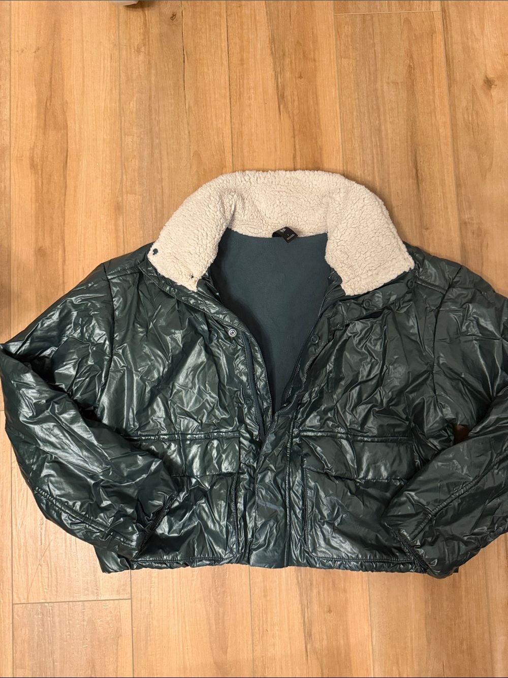 #321. all in motion Dark Green Sherpa-Lined Puffer Jacket